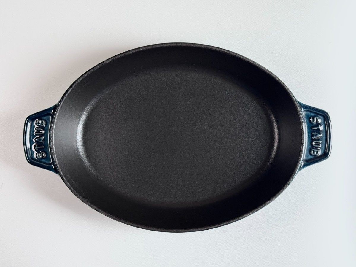 STAUB 23cm Cocotte Oval Hot Plate La Mer Enamel Cast Iron Unused Rare Used TB04