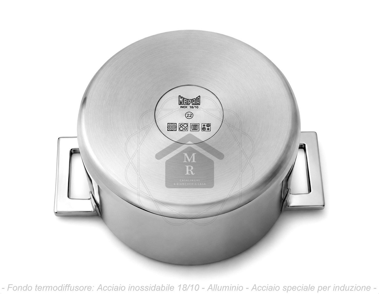 High Pot with Lid Stainless Steel ICE Finish Pininfarina Mepra Style