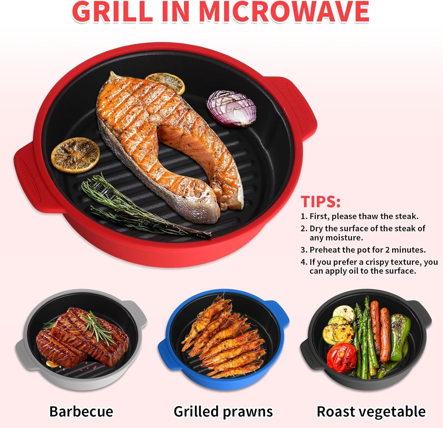 Microwave Grill Pan, Fry Griddle Crisper Pan with Lid for Grilling Browning a…
