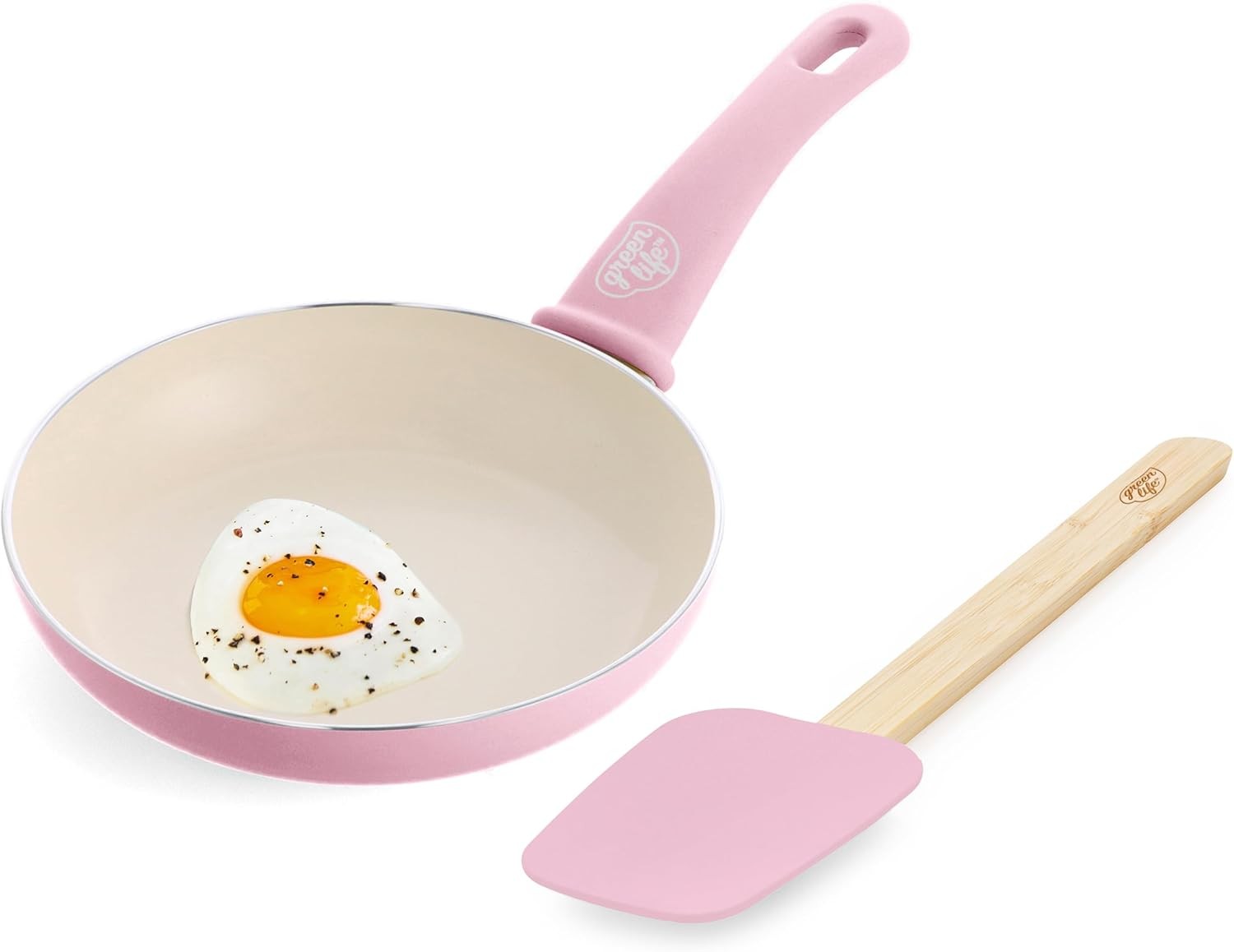 Soft Grip 8” Frypan Skillet & Spatula Breakfast Cookware Set PFAS-Free Ceramic