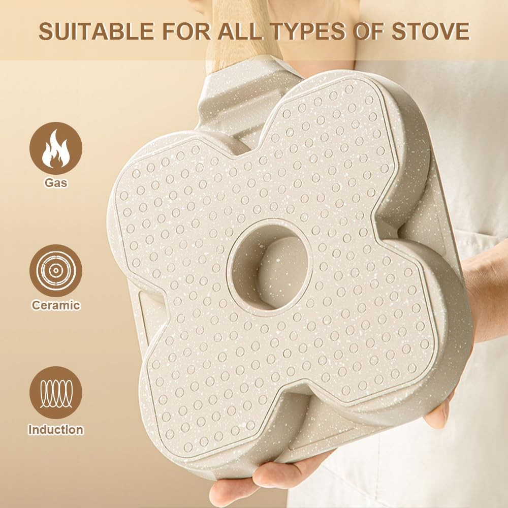 Egg Pan Induction, Non Stick 4 Cup Pancake Pan with Detachable Handle Burger …