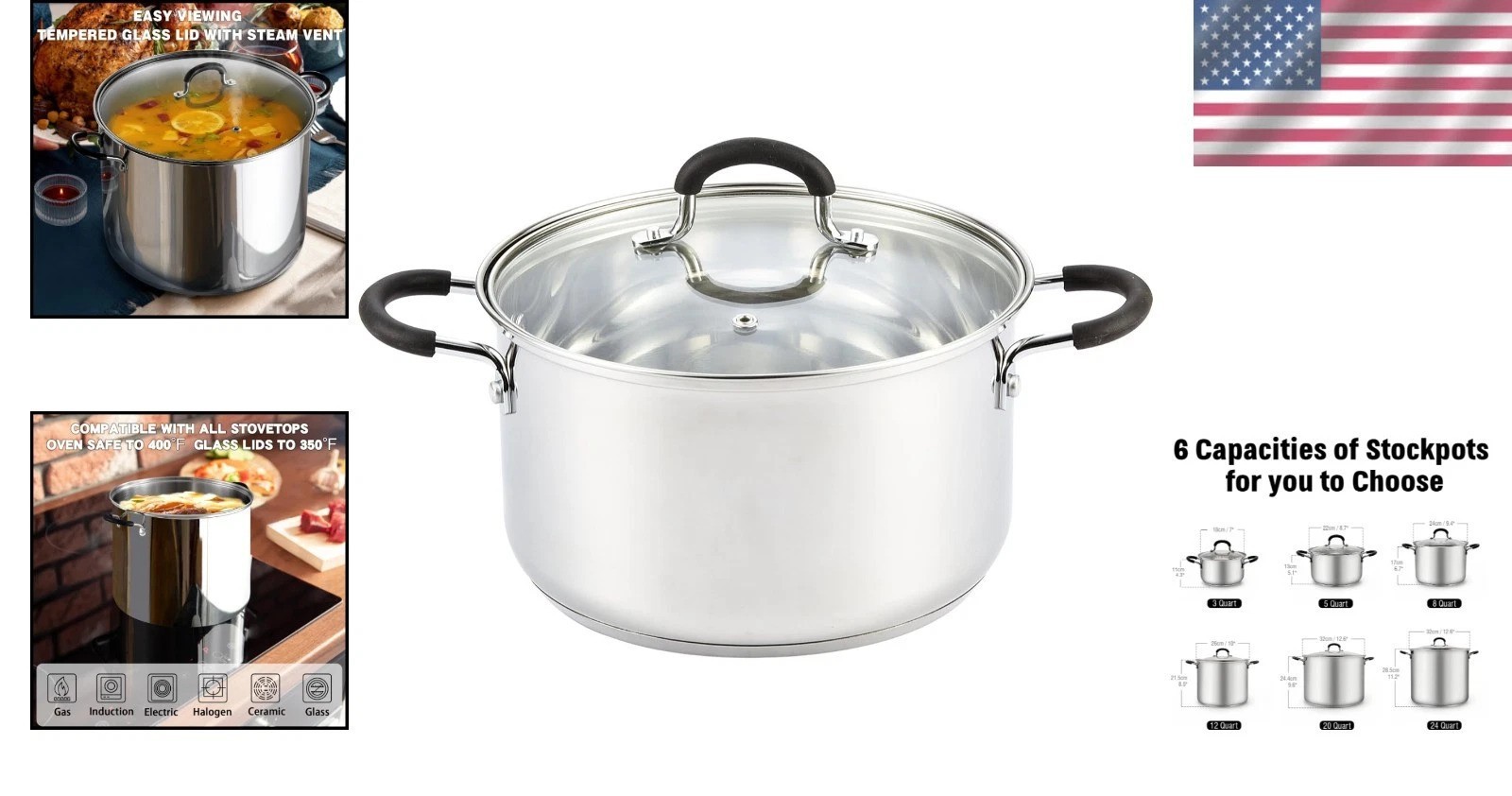 Induction Compatible 5 Quart Stainless Steel Stockpot – Effortless Cooking