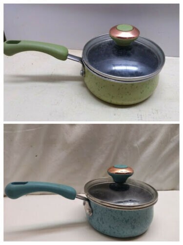 Paula Deen Non-Stick 1 Qt Ceramic Saucepan Milk Warmer Butter Pot Ladle & Lid