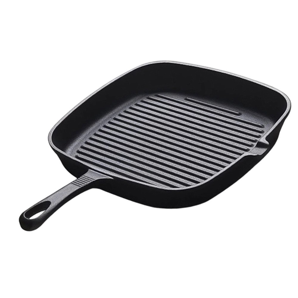 Cast Iron Square Grill Pan No Synthetic Coating 36x14x6cm for Long Term Use