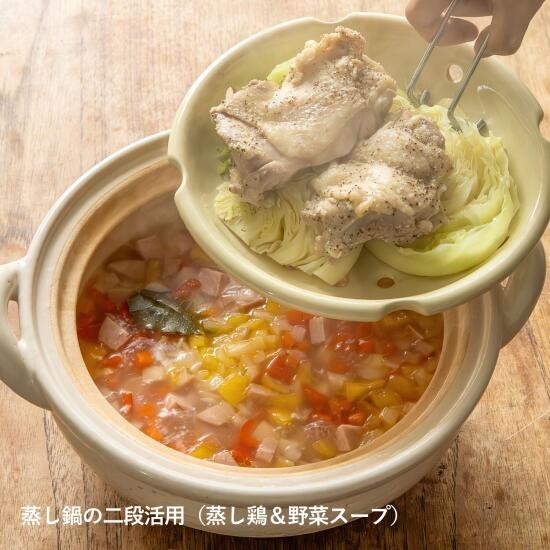NAGATANIEN IGA Donabe Steam Pot Earthenware 2-4person White Made in Japan 27cm