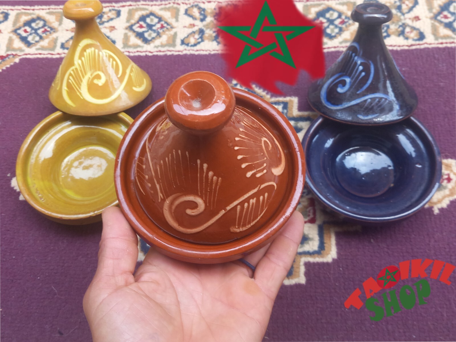 Moroccan Tagine Handmade Small Pot Multicolored Traditional Decorative Gift 4″
