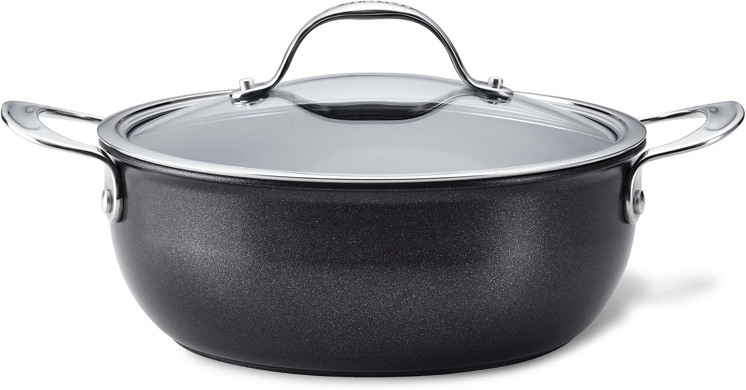 X Hybrid Nonstick Casserole Pan with Lid, Dark Gray