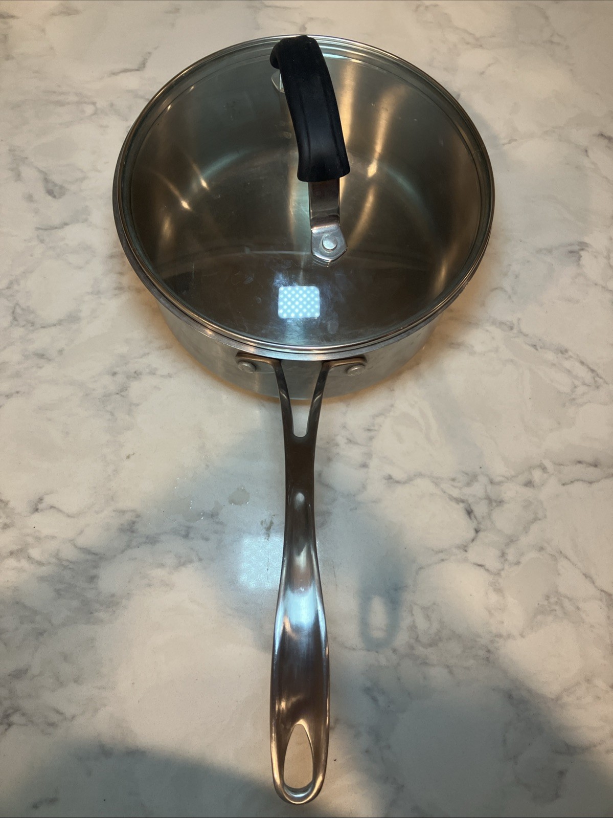 Martha Stewart Everyday 3 Quart Stainless Steel Sauce Pot/Pan w/ Clear Lid