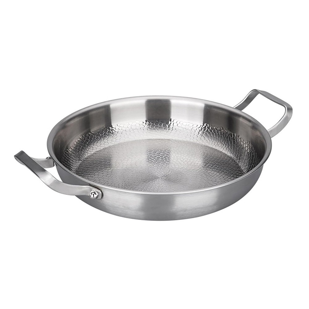 3 Ply Titanium Clad Stainless Steel Frying Pan Non Toxic Non Stick Hammered