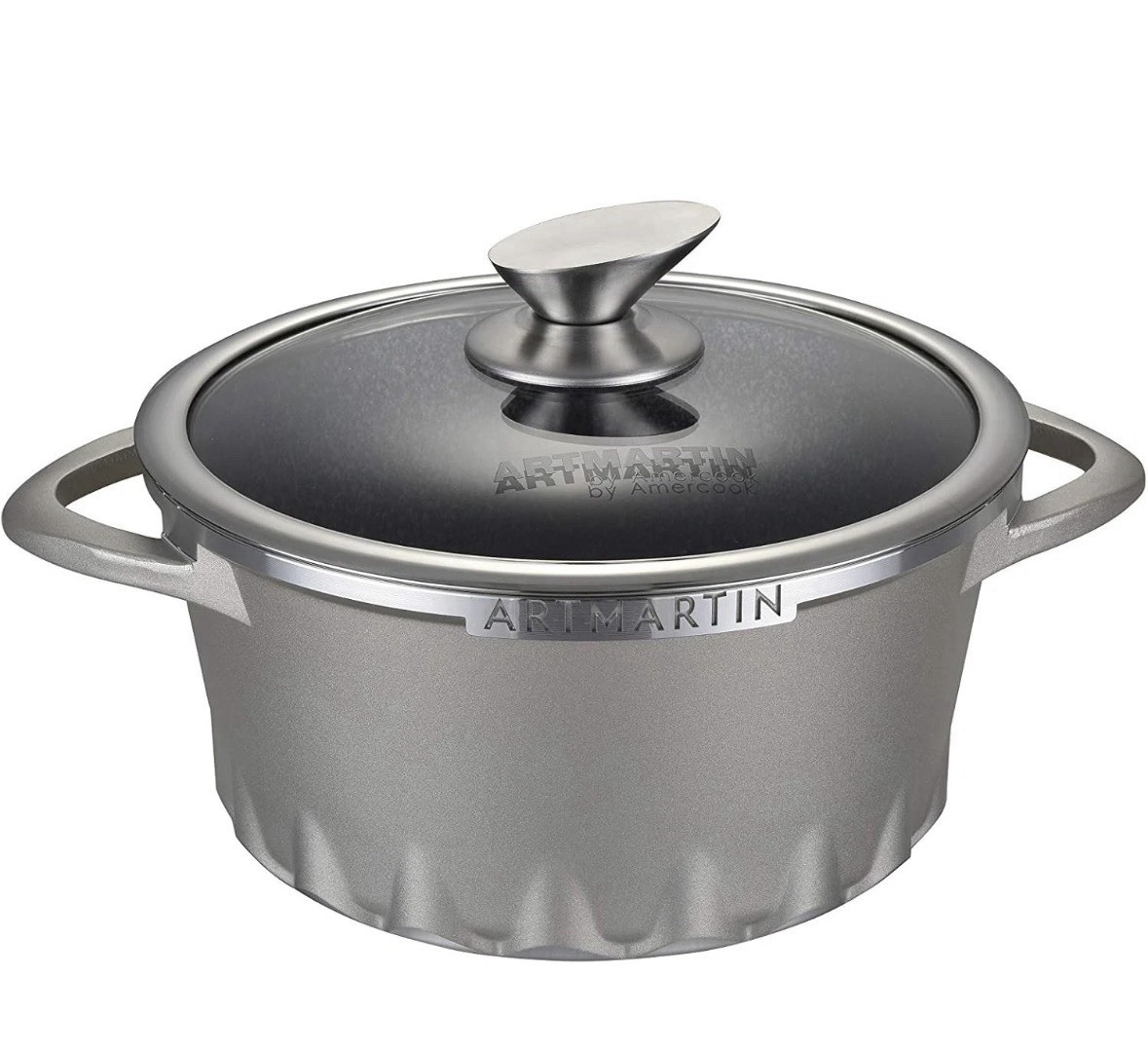 Non-Stick Ceramic Coated Die-Cast Aluminum Round Casserole & Lid 8.7” Artmartin