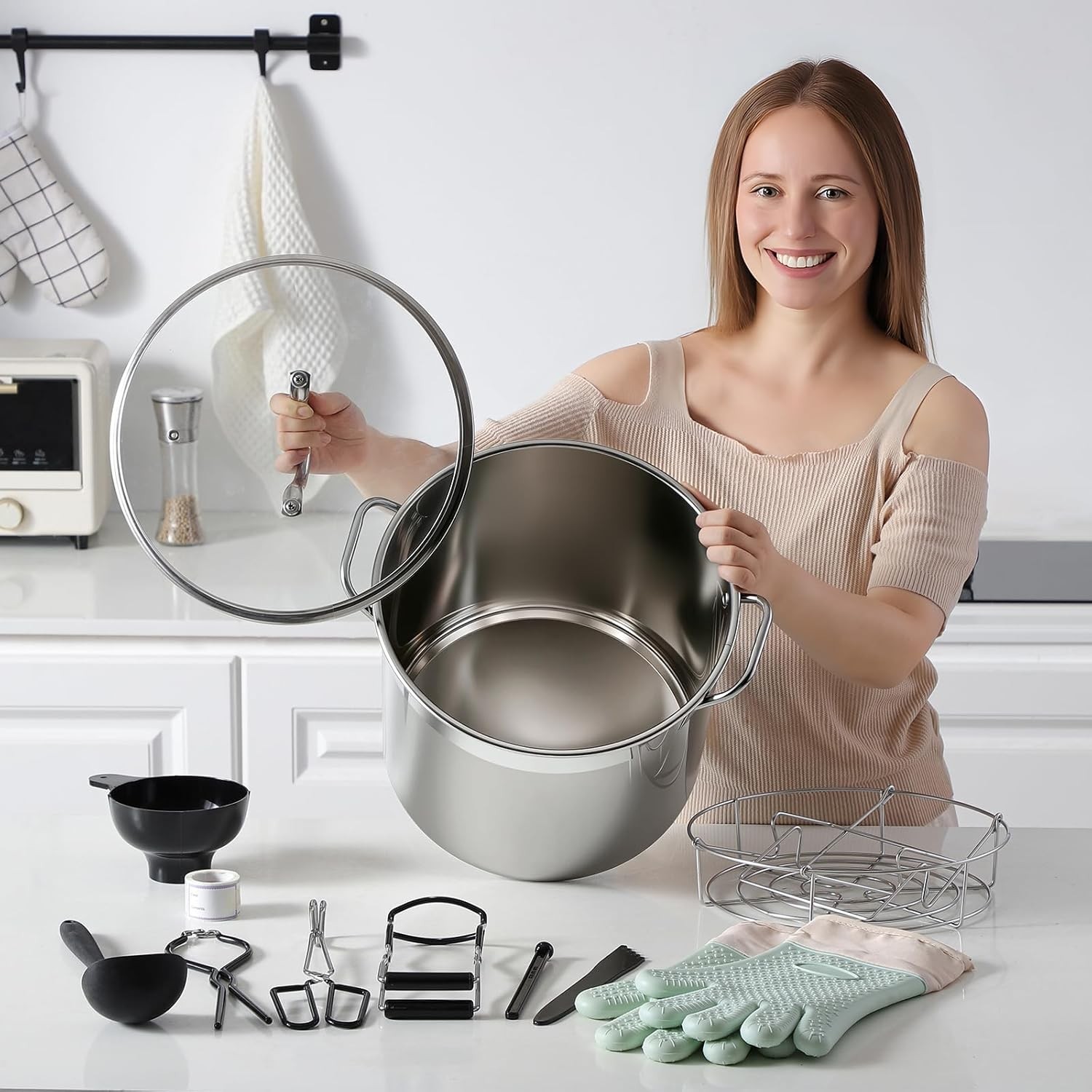Stainless Steel Canning Pot with Rack and Lid, Large Water Bath Canner, Full …