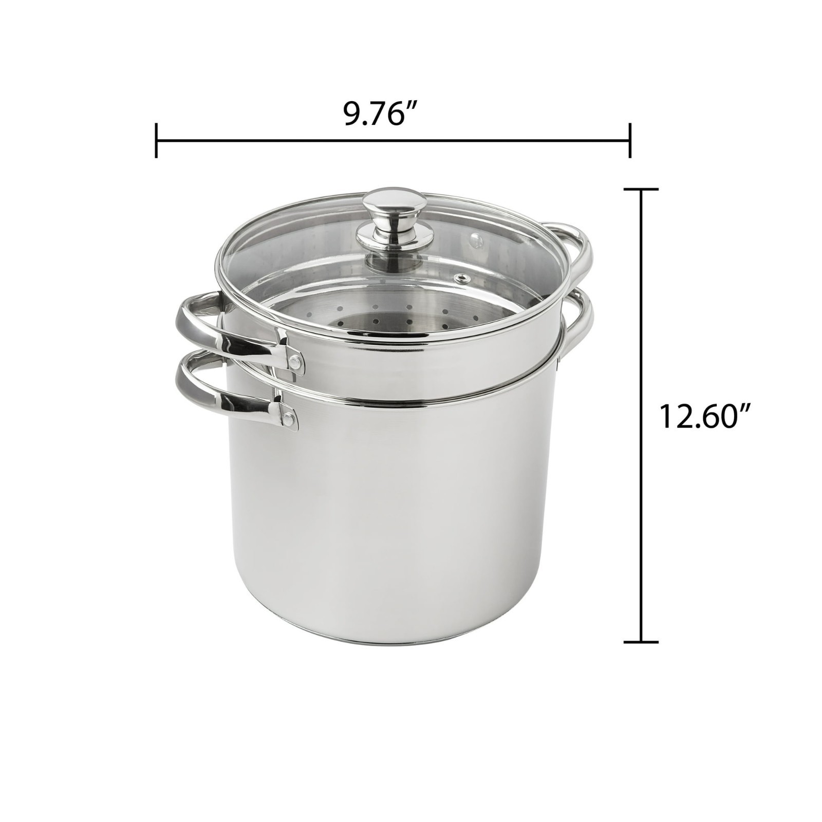 Multi-Cooker Set with Lid, 8 Qt Pasta Steam Pot, Stainless Steel, Steamer Basket