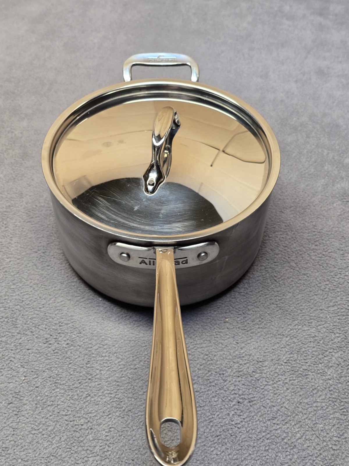 Vintage All Clad Master Chef 2 Stainless Steel 3-1/2 Qt Sauce Pan And Lid