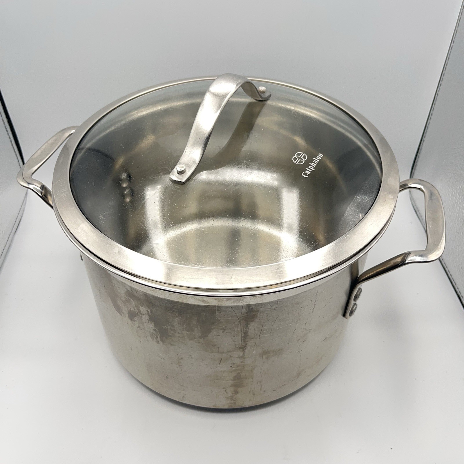Calphalon 6 Quart Stock Pot 8608 Stainless Steel w/ Glass Lid 10″ 6 Qt Stockpot