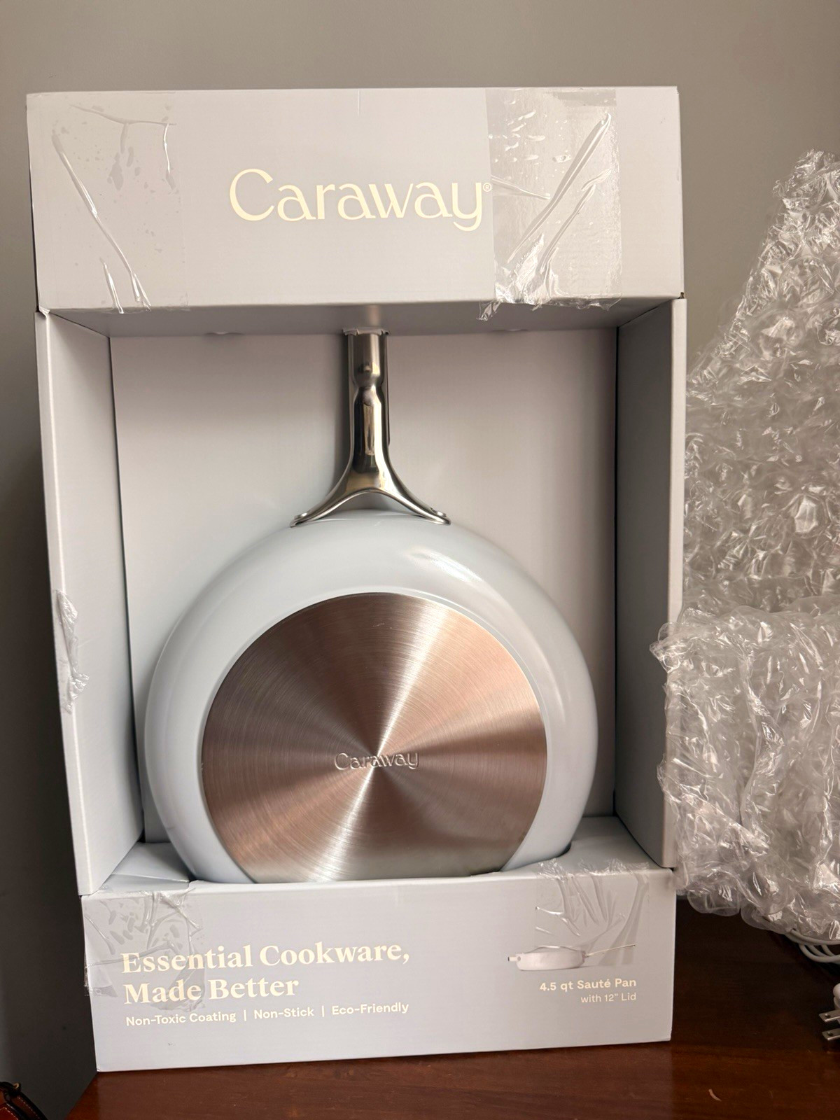 Caraway 4.5 qt Saute Pan Gray Ceramic Nonstick Oven Safe w/ 12 in Lid