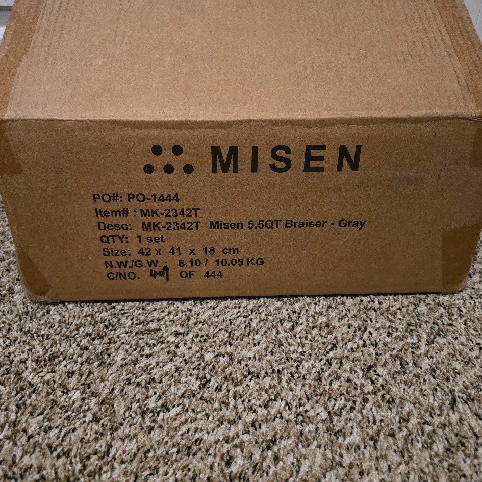 Misen 5.5qt Dutch Oven Braiser Gray Enameled Cast Iron Pot + Lid
