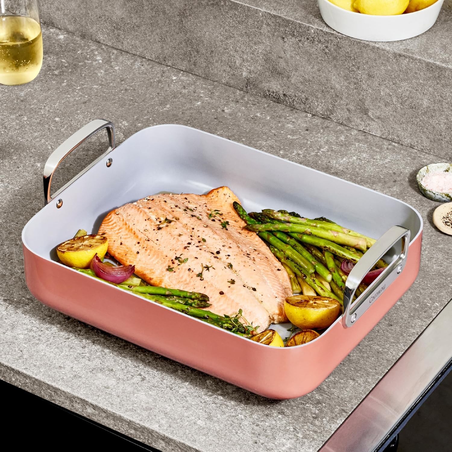 Roasting Pan 16×13” Roasting Pan W/ Rack Non-Stick Ceramic Coated Non Toxic PTFE