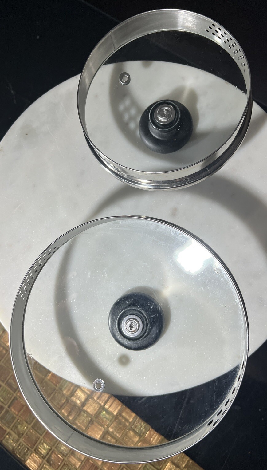 2 Pack – T-FAL Replacement Glass Lid Cover Strainer Rim -vented Rim. Free Ship