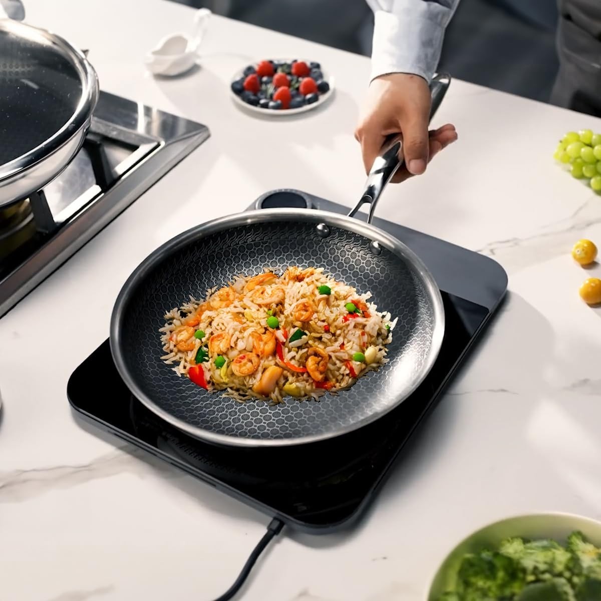 CYRDER Frying Pans Set Non Stick, 6 Pcs Premium 18/10 5-Ply Stainless Steel 8