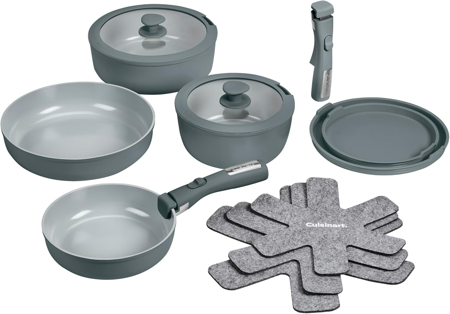 13-Pc, ClickSmart Nonstick Detachable Handle Ceramic Cookware, Pots and Pans
