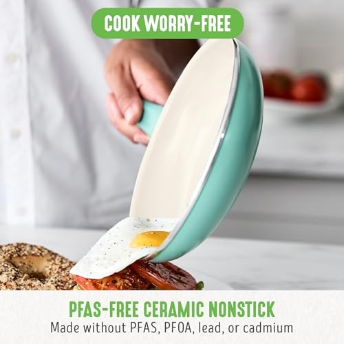 Non Stick Fry Pan Set (7″ & 10″), 7″ & 10″ Frying Pan Skillet Set Turquoise
