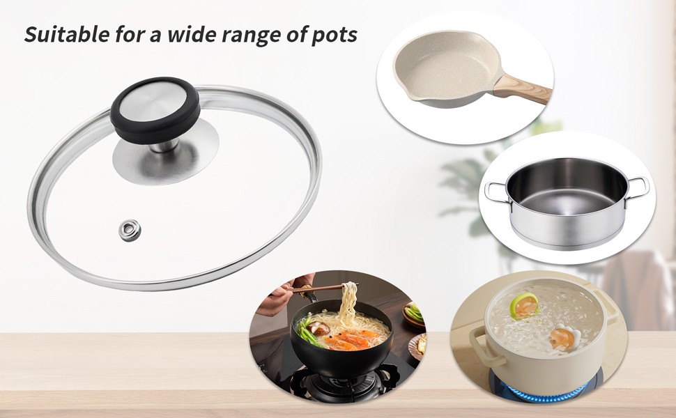 6 Inch Universal Tempered Glass Pot Lid Glass Covers for Frying Pan Wok Pot