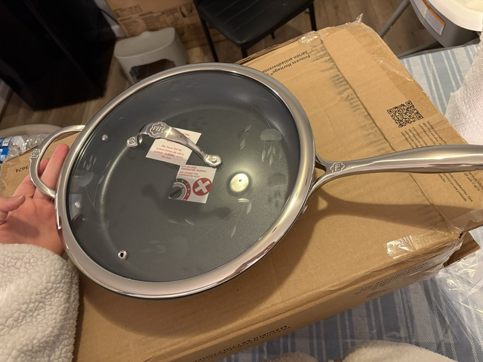 Princess House 10in Stainless Nonstick Frying Pan w Glass Lid Electric/Gas