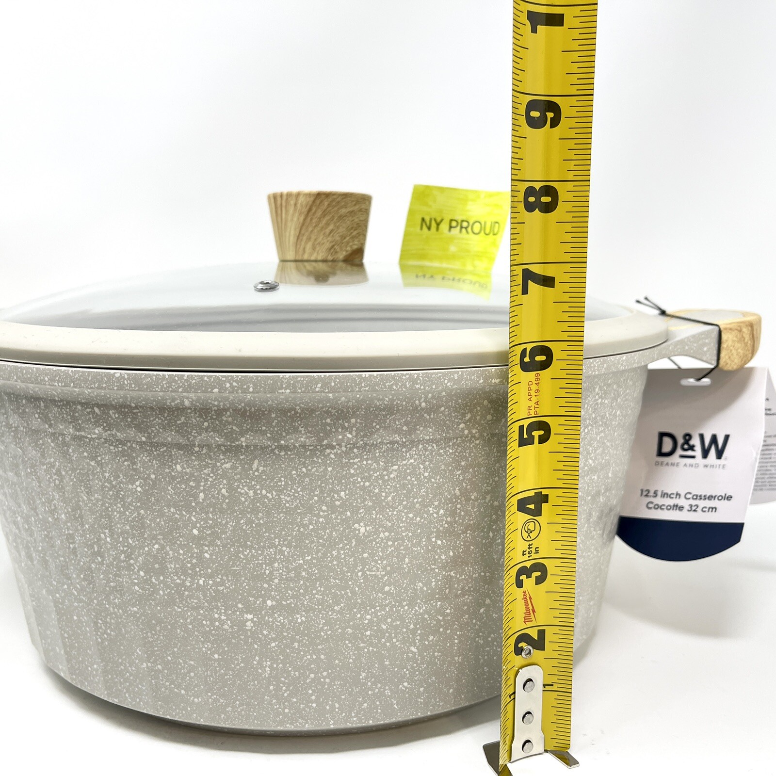D&W Cookware Casserole Stock Pot Nonstick With Lid 10 Quart, 12.5” DIAMOND CUT