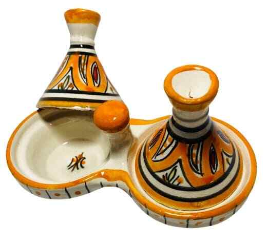 GGE “MELH ORANGE” TAGINE Multi-Purpose SALT & PEPPER SMALL Moroccan Tajine