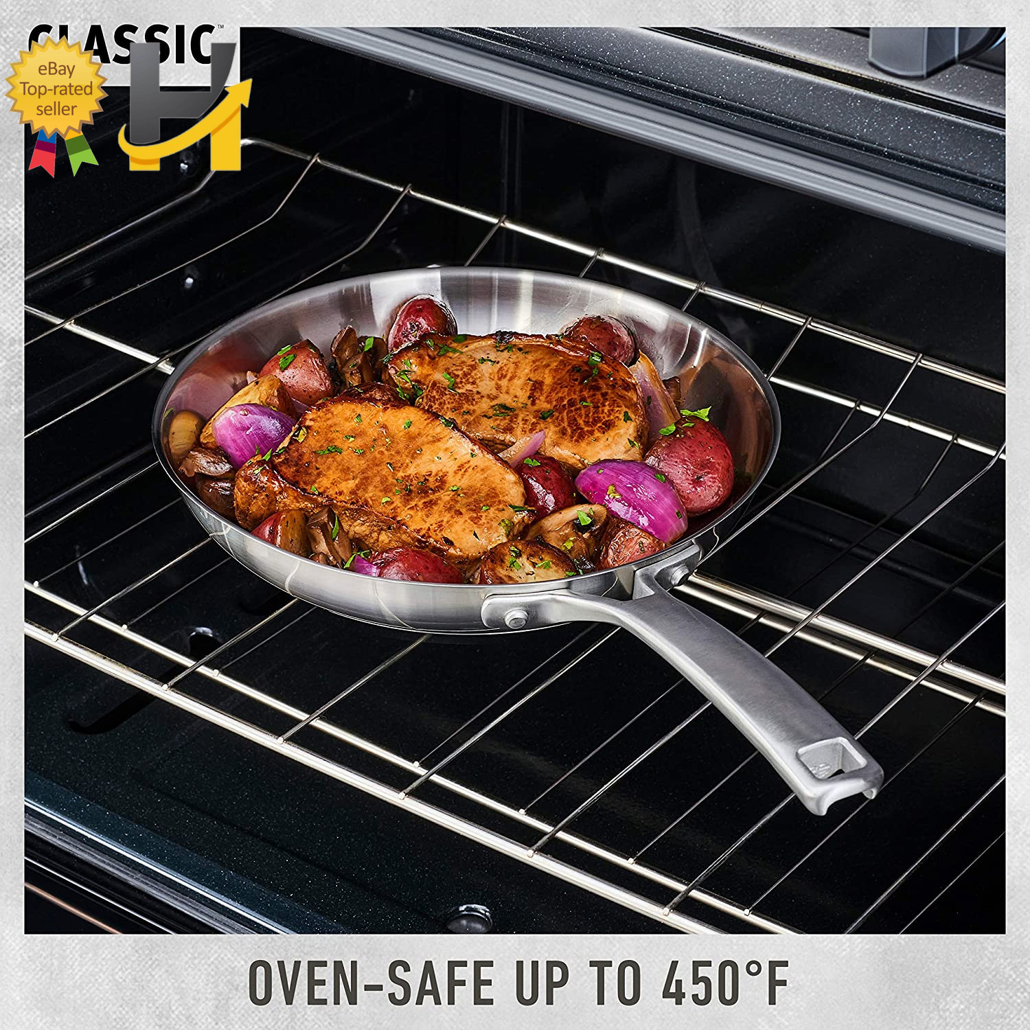 Classic Stainless Steel Cookware Set 10-Piece Impact-Bonded Aluminum Base