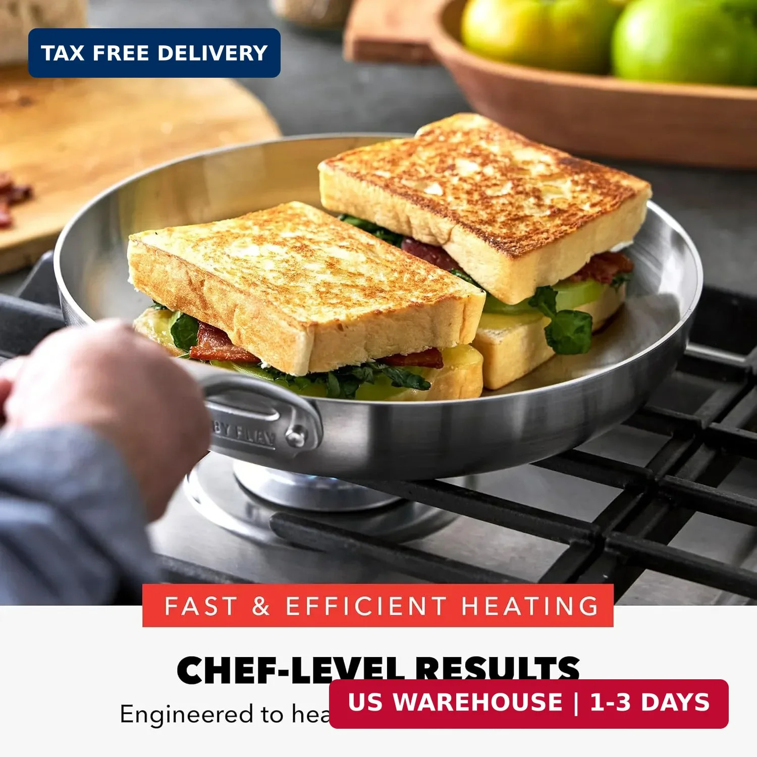 GreenPan x Bobby Flay 10 Piece Stainless Steel Cookware Set, Tri-Ply Multiclad P