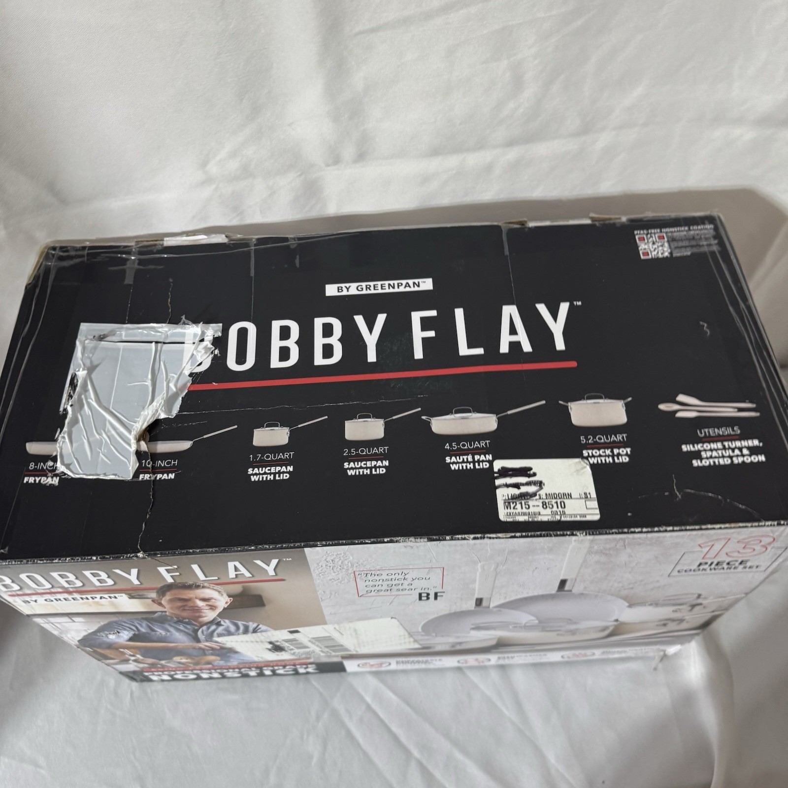 GreenPan Bobby Flay 13 Piece Nonstick Cookware Pans Set PFAS-Free Glass Lids NEW