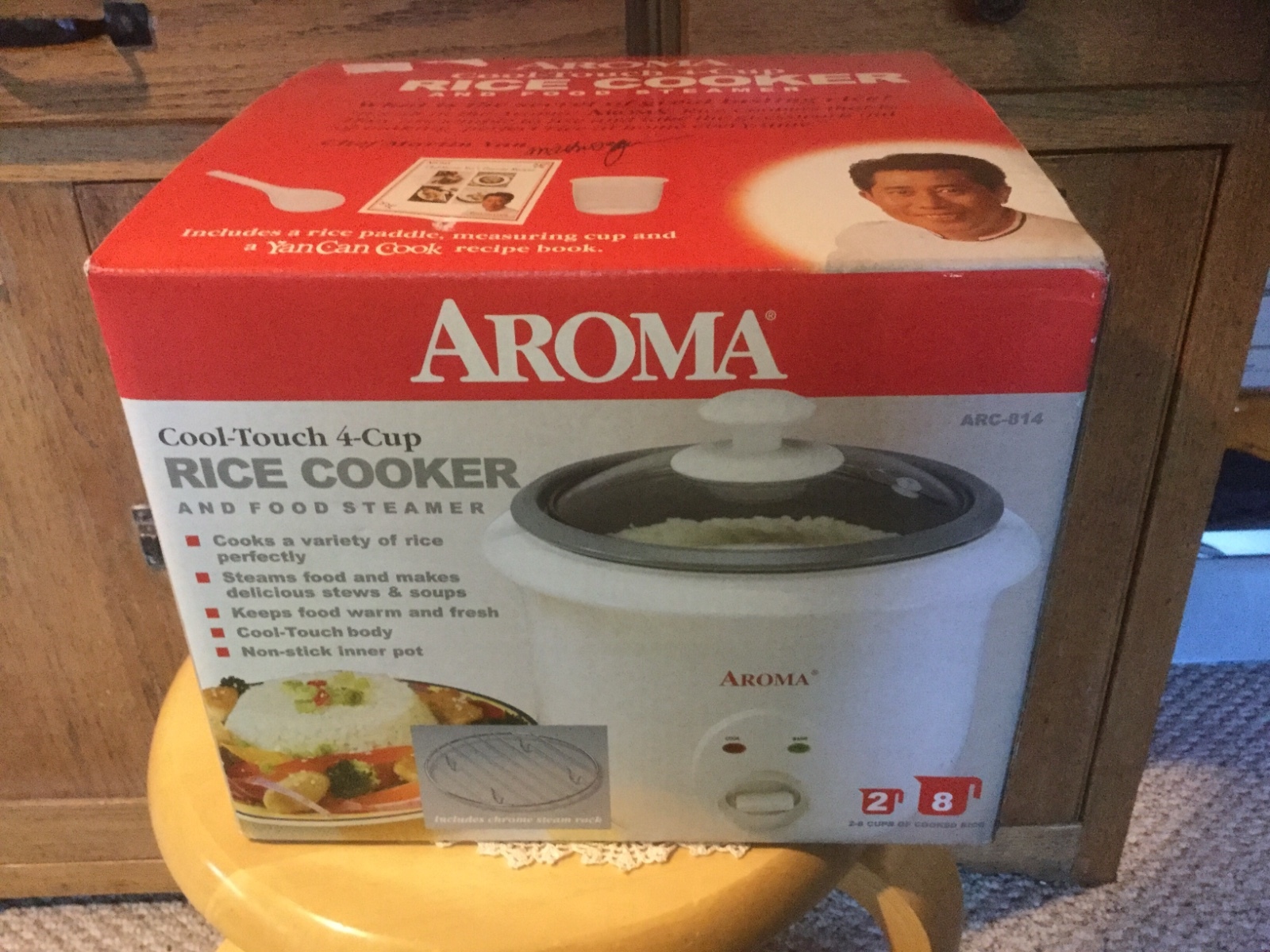 NIB Aroma Cool Touch 4 Cup Rice Cooker and Food Steamer. ARC-814