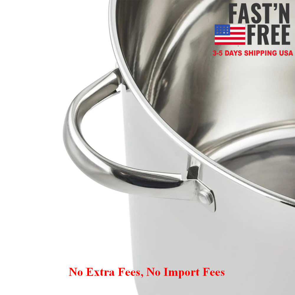 Mainstays Stainless Steel 20 Quart Stock Pot with Glass Lid Induction Compatible