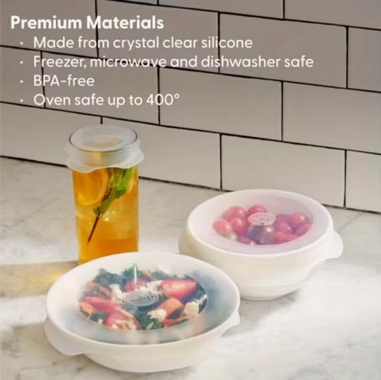 Best W&P Reusable Silicone Stretch Lid Set of 6 Circular Lids, Dishwasher Safe