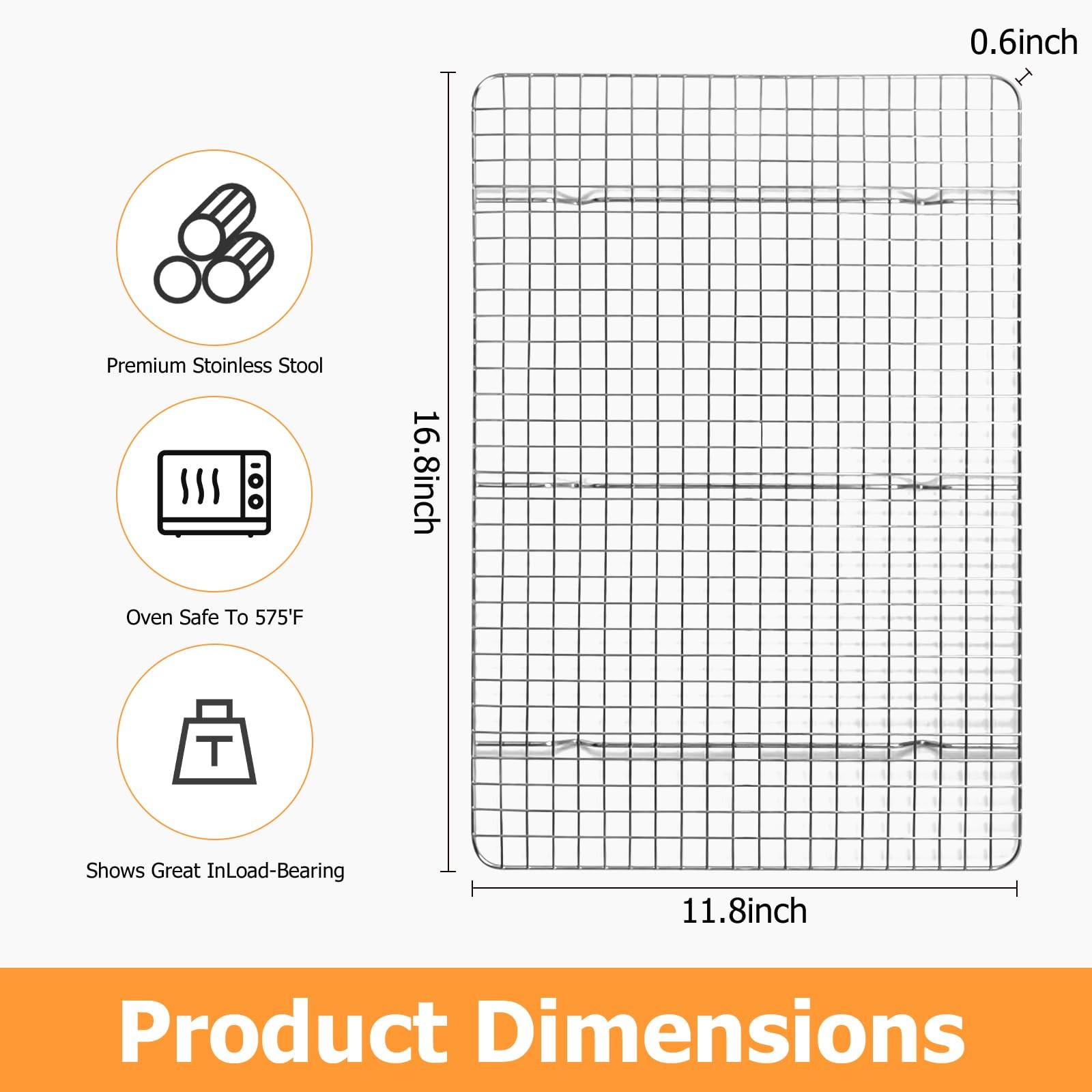 2-Pack Cooling Rack – 11.5″x16.5″ Stainless Steel Baking Racks, Oven/Dishwash…