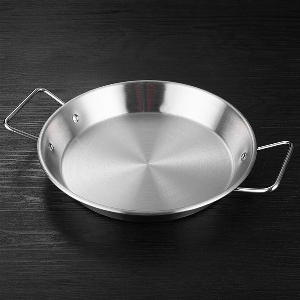 Rust Resistant Stainless Steel Paella Pot Flat Bottom Cooking Pot 32CM