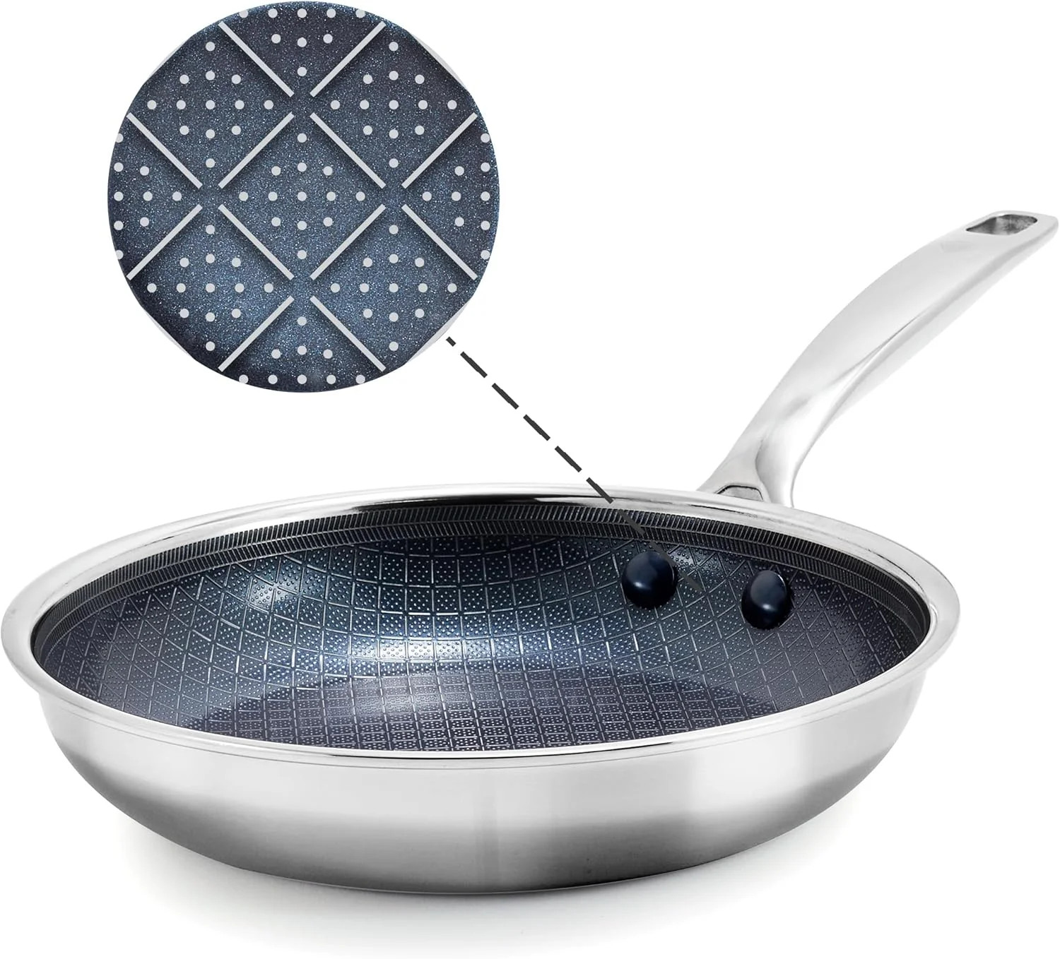 Blue Diamond Hybrid Nonstick Stainless Steel 8″ Frying Pan, PFAS-Free Ceramic Sk