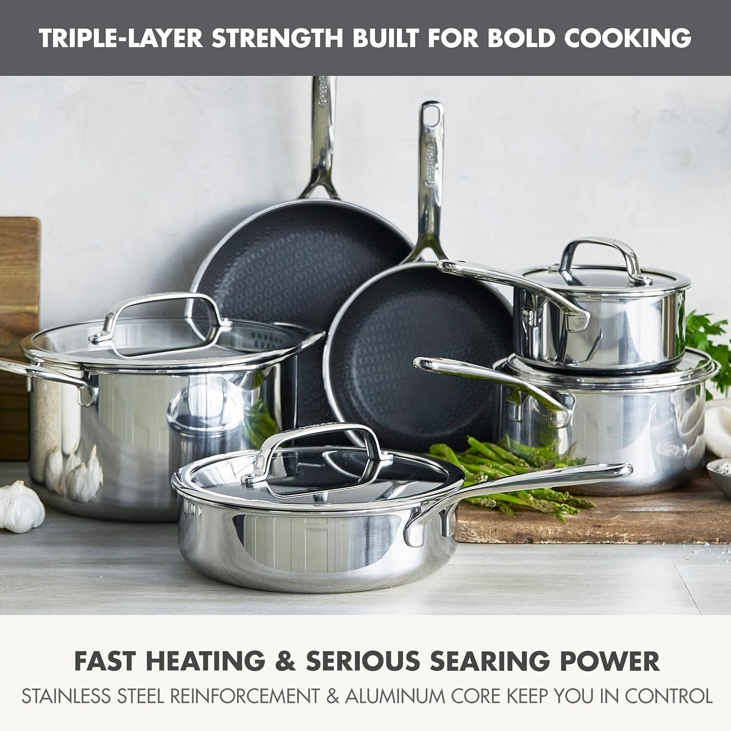 Spectra 10-Piece Cookware Set, Induction-Ready, Nonstick & Oven Safe