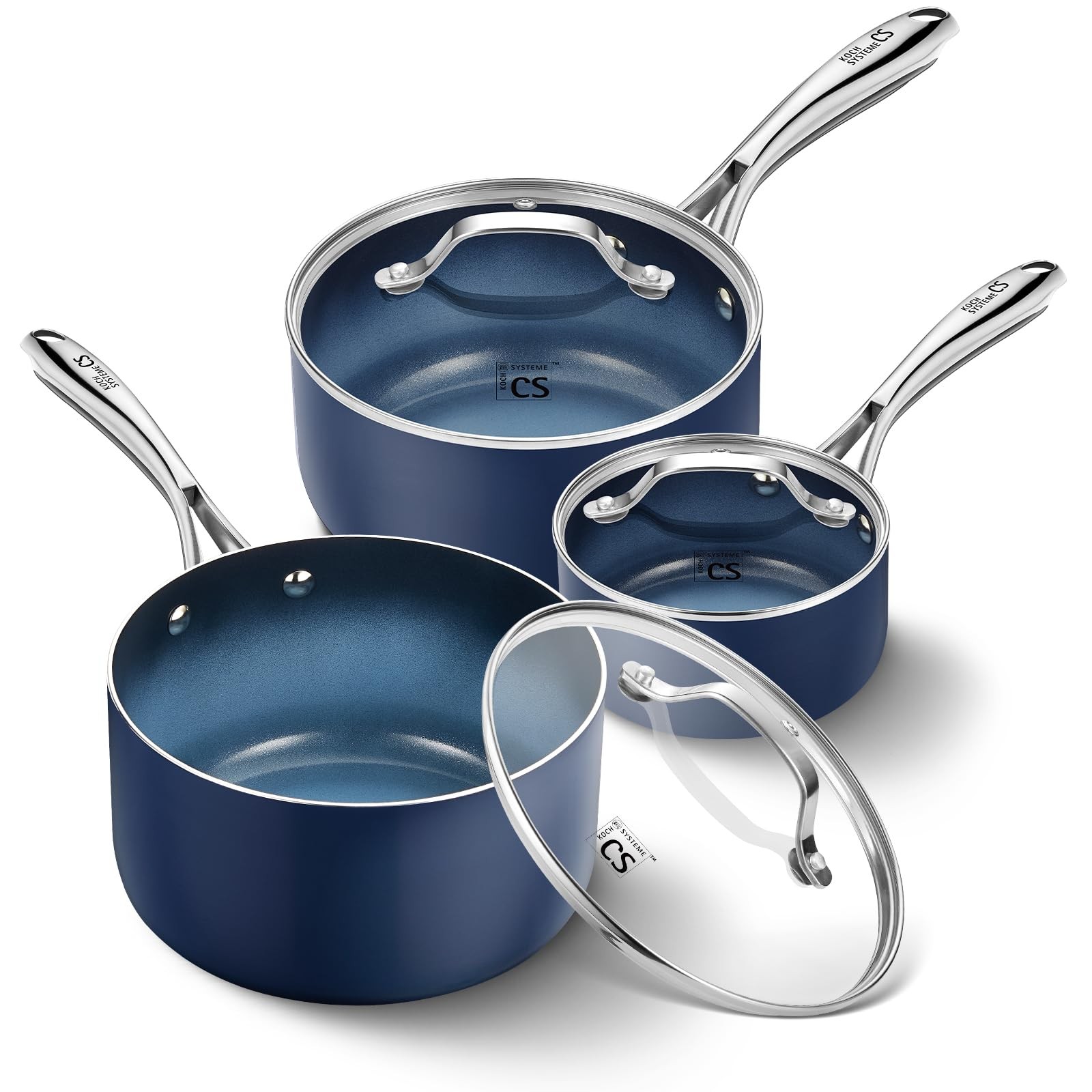 Nonstick Sauce Pan with Lid 1QT & 2QT & 3QT, 6pcs Nonstick Saucepan Set with …