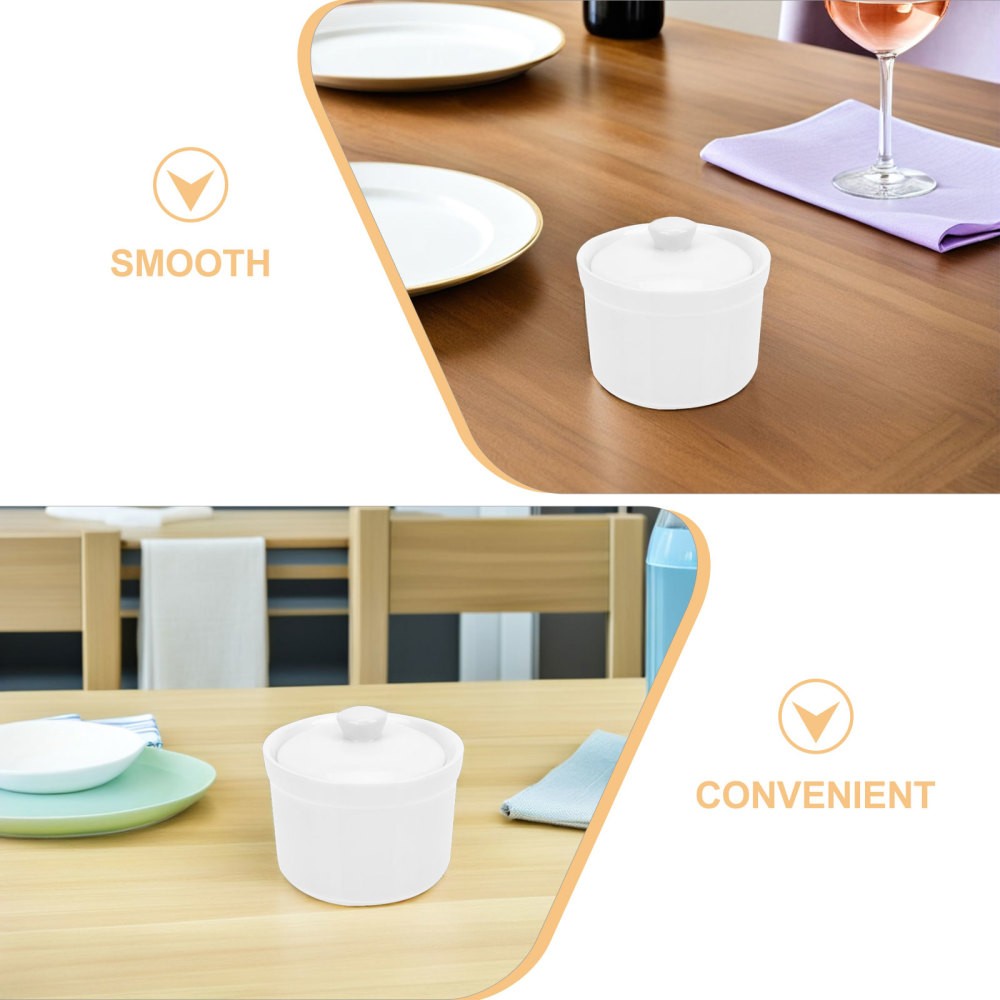 2Pcs White Ceramic Soup Crocks Porcelain Stew Pots for Cooking and Serving