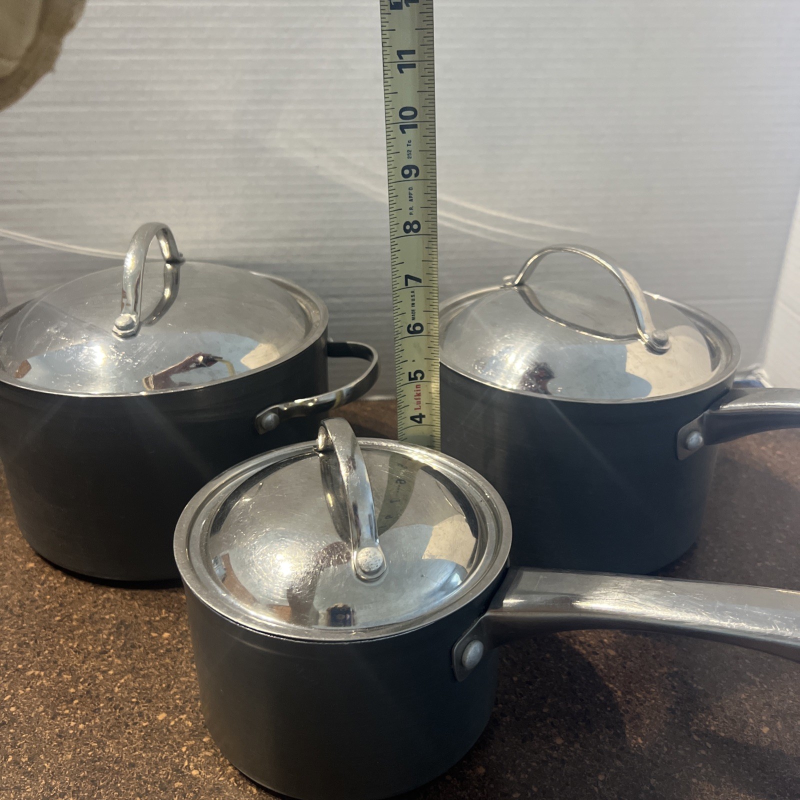 Farberware Millennium Set 4, 3, & 1.5 QT Pots W/Lids Non-stick Hong Kong