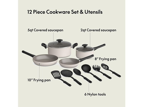 Brand New Seal bella 12 Piece Cookware Set w EverGood™ Ceramic Nonstick Coating