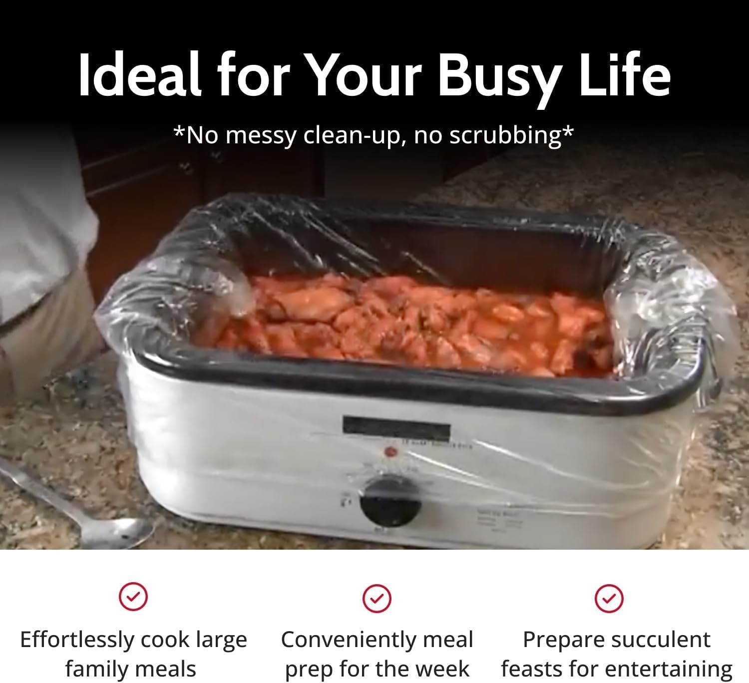 Effortless Cleanup Cooking Liners – Disposable for 16-22 Qt Roasters, 2 Pack