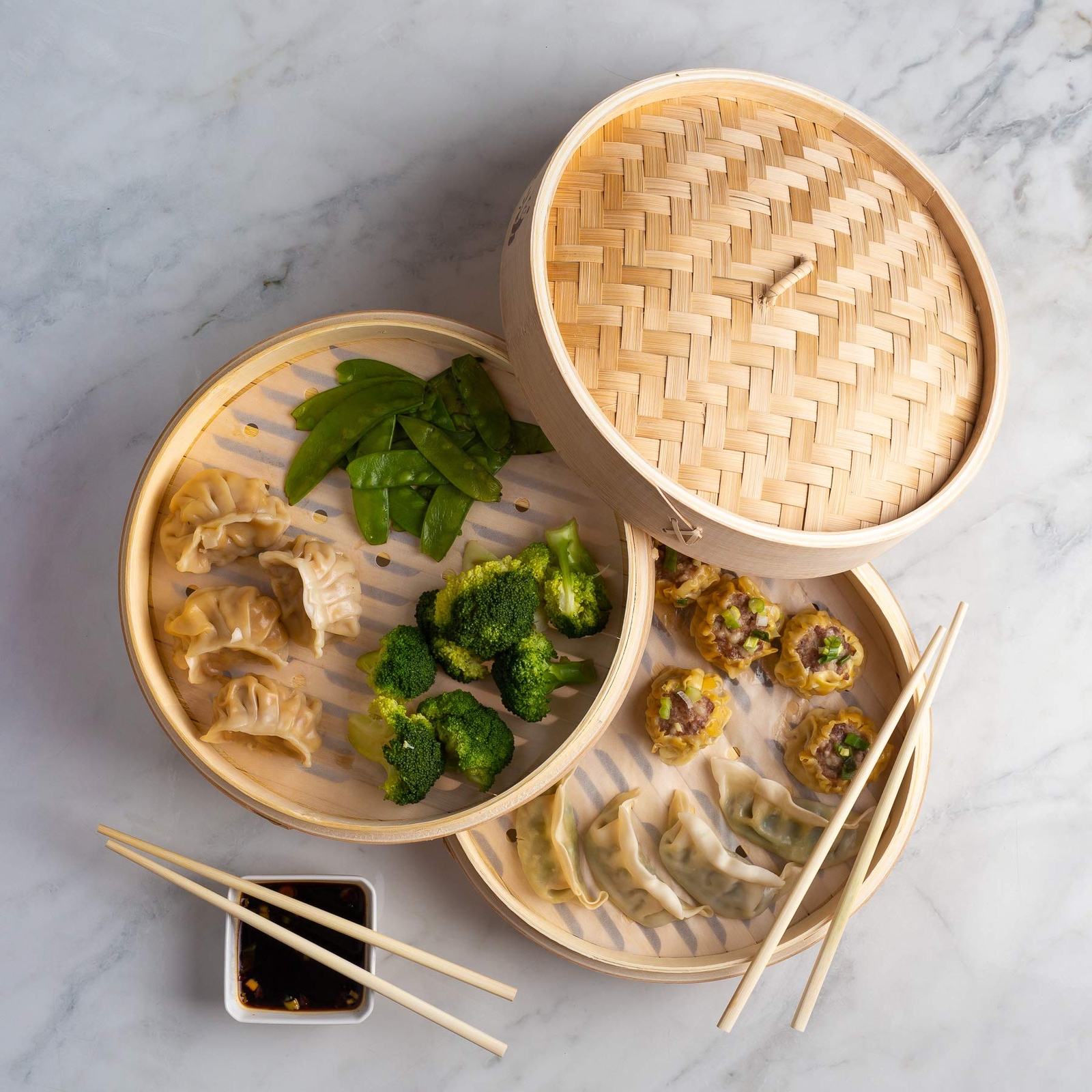 Prime Home Direct Bamboo Steamer Basket 10 inch, Dumpling Maker, Vegetable Steam