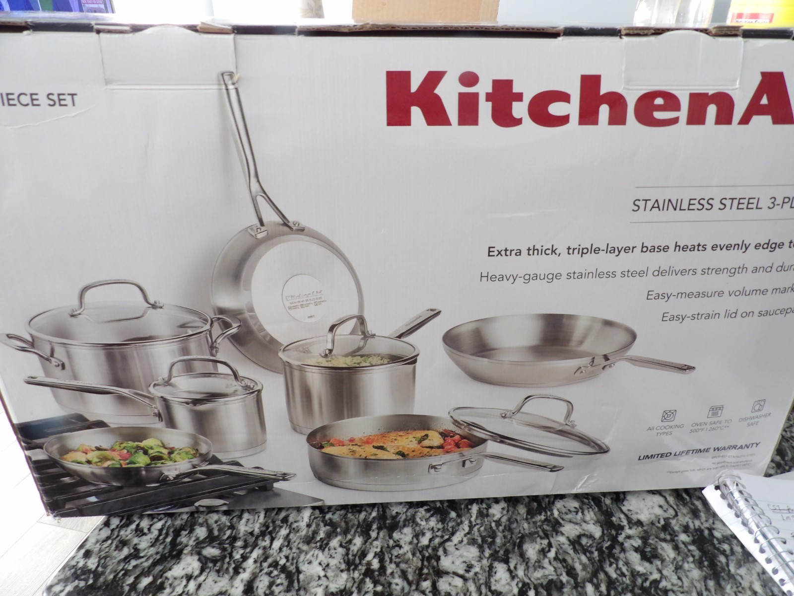 KitchenAid 3-Ply Base Stainless Steel 11-Piece Cookware Set, Brushed Stainless