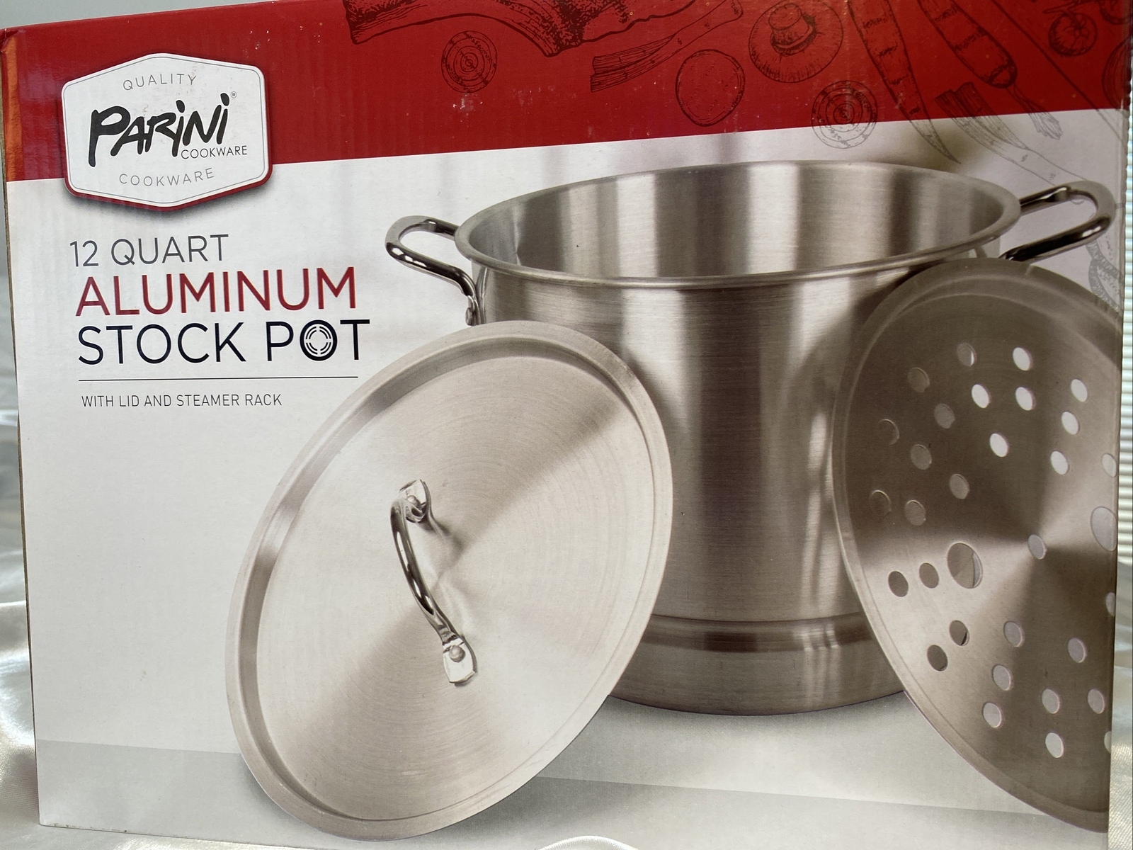 Parini (3Pots) 8/12/ And 16 Quart Stock Pot with Lid and Steamer Rack (3 Pots)
