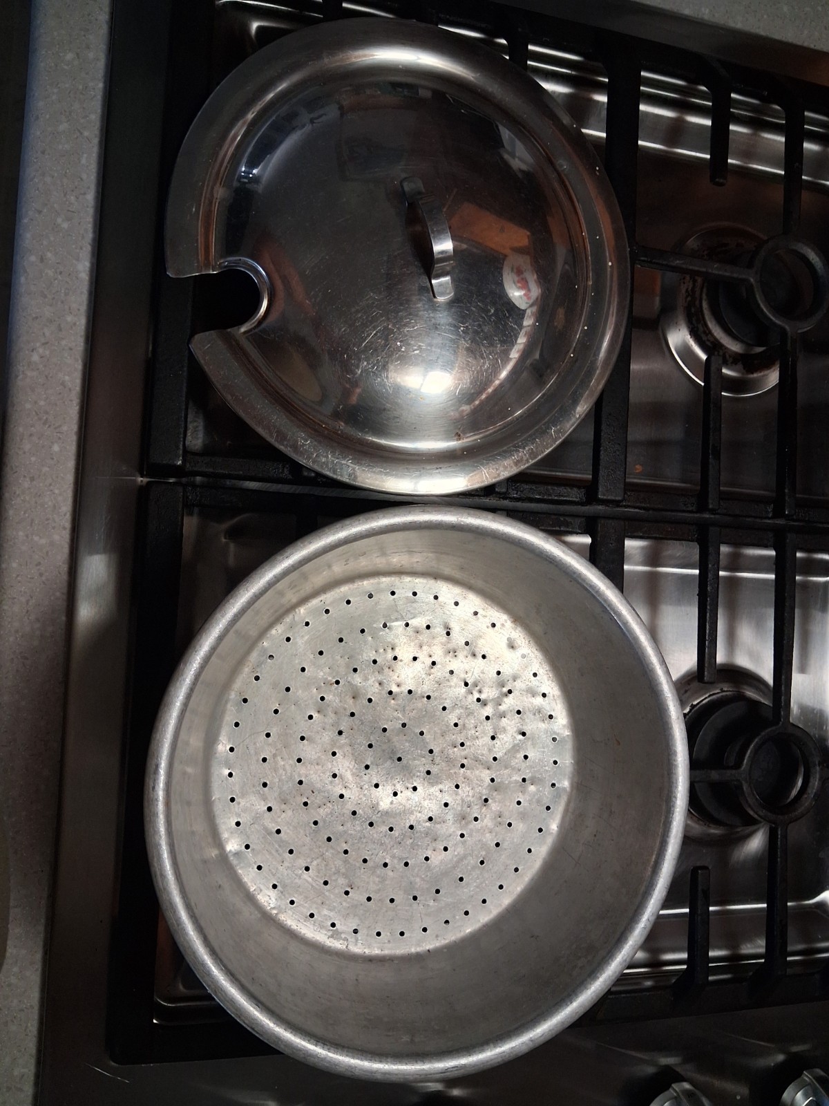 Vintage 9″ Aluminum Steamer Insert With Lid