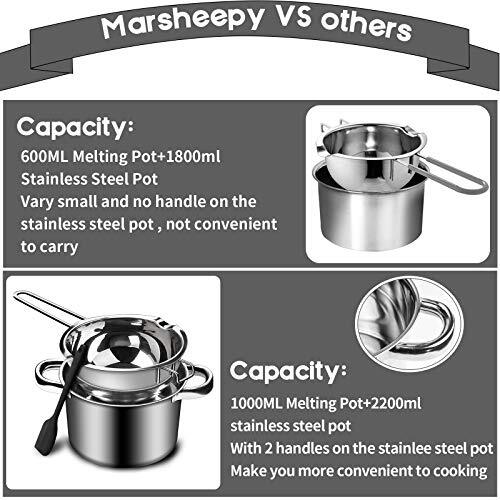 1000ML/1QT Double Boiler Chocolate Melting Pot with 2.3 QT 304 Stainless