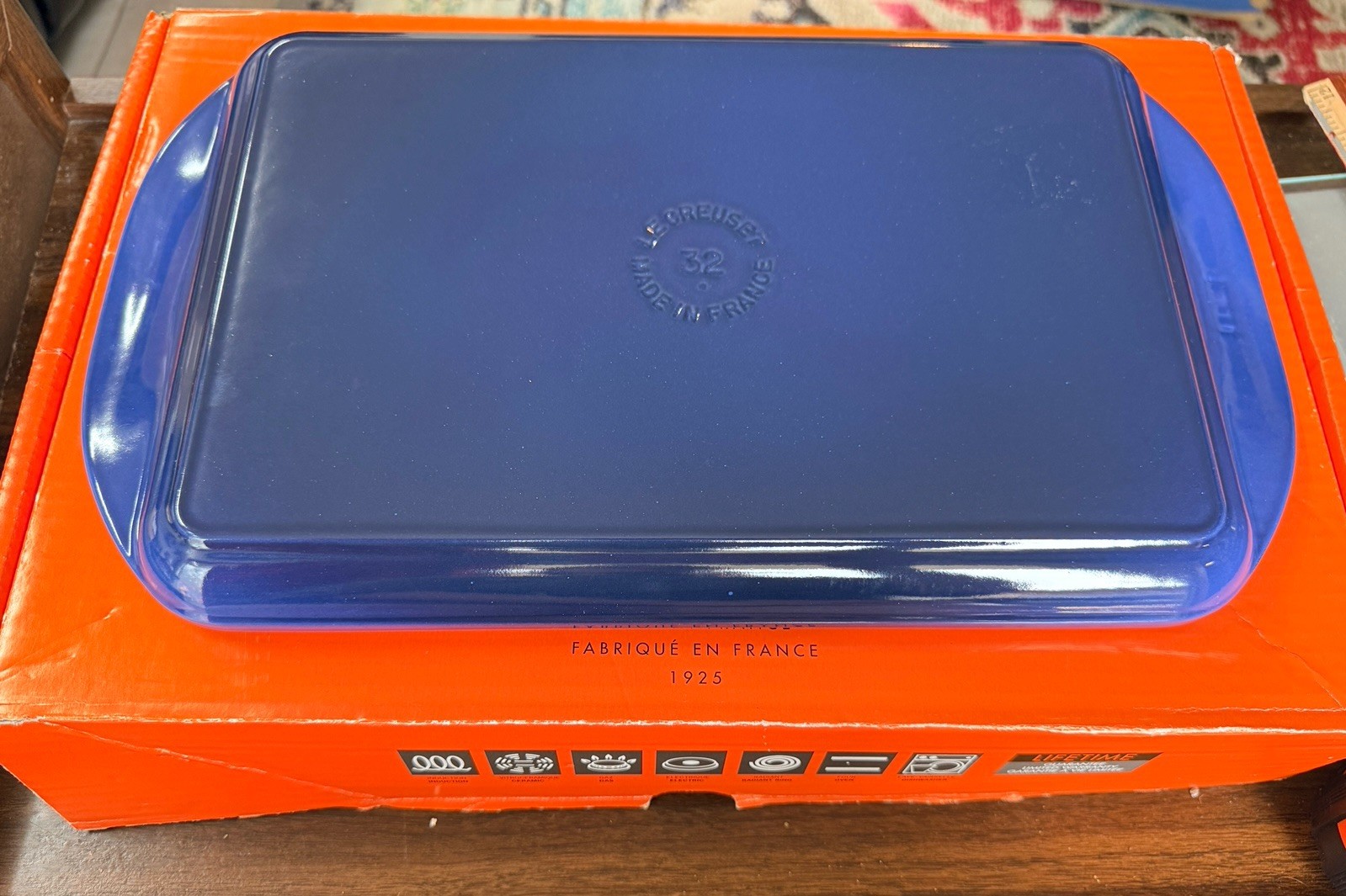 Le Creuset Lapis Blue 32cm Rectangular Skinny Grill Cast Iron New in Box